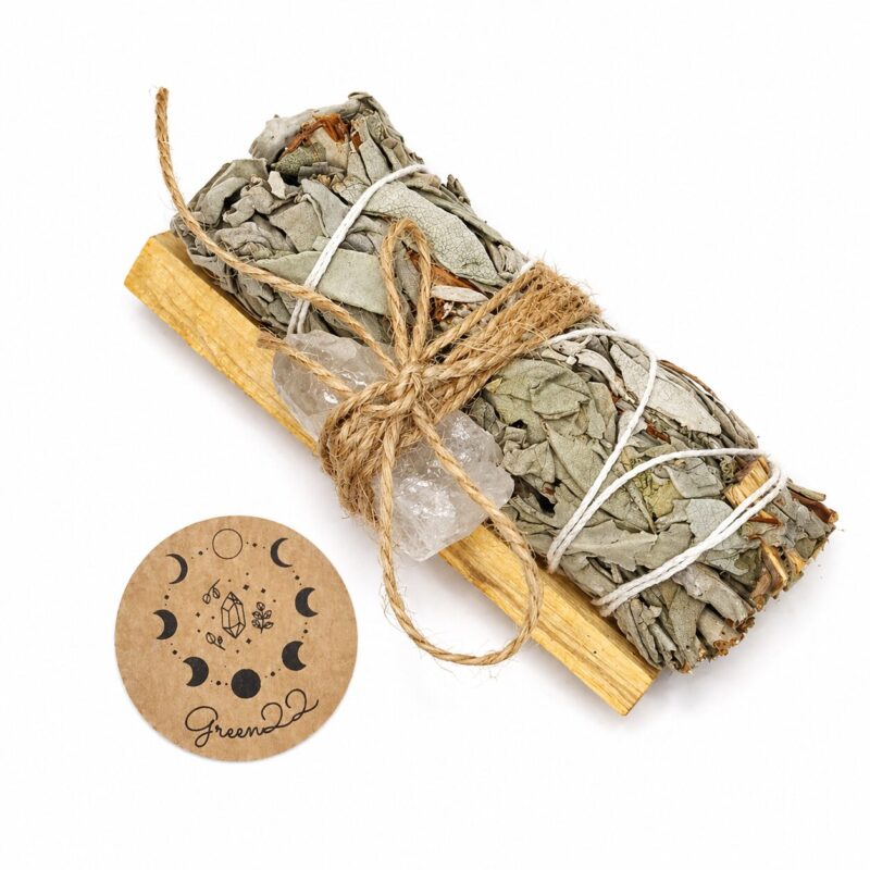 Kadzidło Naturalne - Biała Szałwia z Palo Santo i Białym Kwarcem